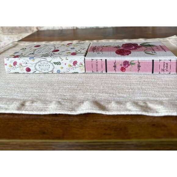Versa Botany Decorative Box Hidden Storage Book Canvas Wood Set of 2 Floral - Picture 7 of 14